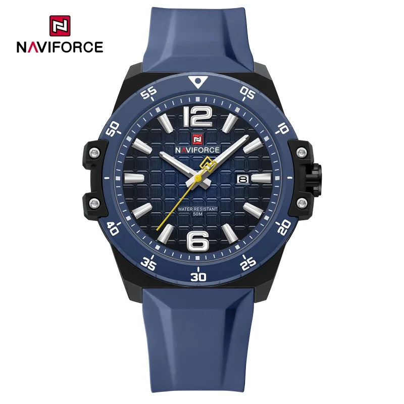 Montre Homme NAVIFORCE Étanche 50m Bracelet Silicone Mouvement Quartz Montre-Bracelet Sport Décontractée Tendance pour Homme Cadeau