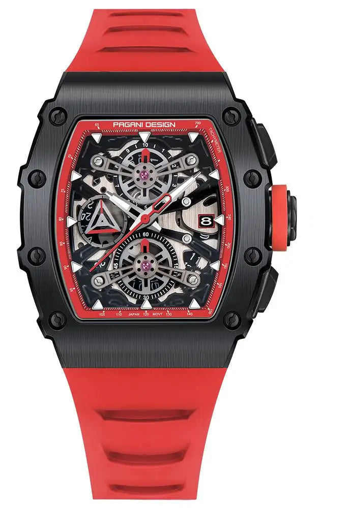 ChronoState Vector Elite Rectangle Skeleton Quartz Watch for Men