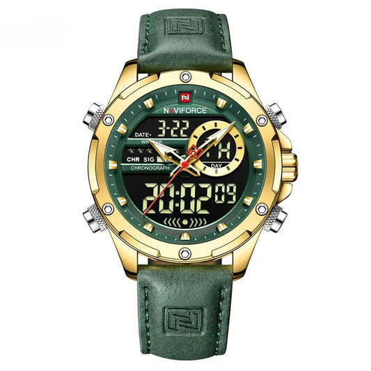 Montre NAVIFORCE pour Hommes Double Affichage Marque de Luxe Sport Décontracté Chronographe Réveil Étanche Bracelet en Cuir montre homme Reloj