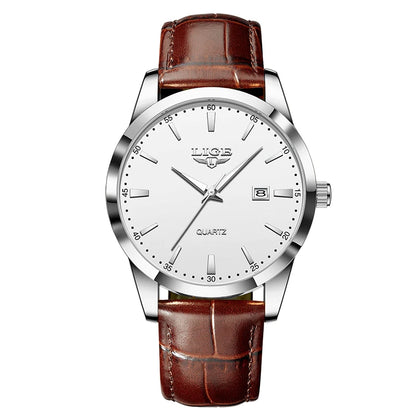 Montre LIGE Bracelet en cuir Mode Montres Homme Quartz Militaire Montres-bracelets