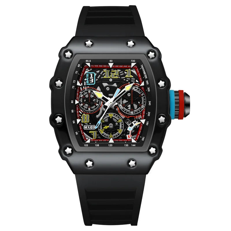 Barrel Hollow Fake Mechanical Watch Men Richard Luminous Calendar Foreign Trade Cross-border Tide Luxury Waterproof Watches