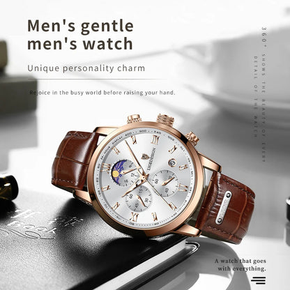Montre décontractée LIGE pour homme, de luxe, en cuir, étanche, à quartz, chronographe, militaire, pour homme, Relogio Masculino