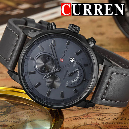 Montre à quartz pour homme Curren 8217, bracelet en cuir de luxe, marque supérieure, décontractée, à la mode, pour sport, horloge, montre-bracelet pour homme
