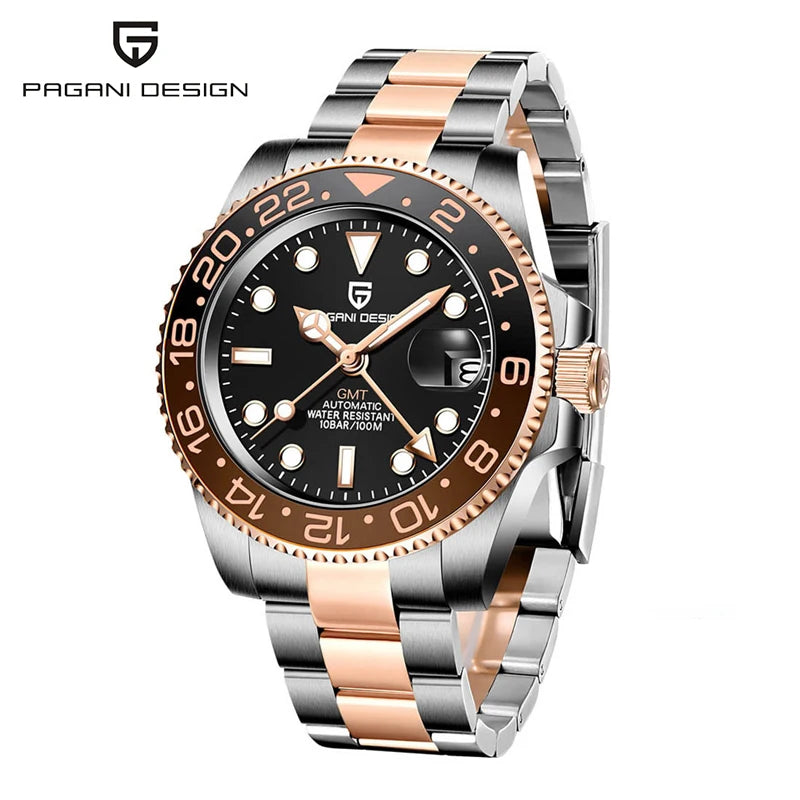 Nouvelle montre PAGANI DESIGN GMT automatique 1662 pour hommes, 40 mm, bracelet de marque supérieure, étanche 100 m, montres-bracelets mécaniques pour hommes, horloge