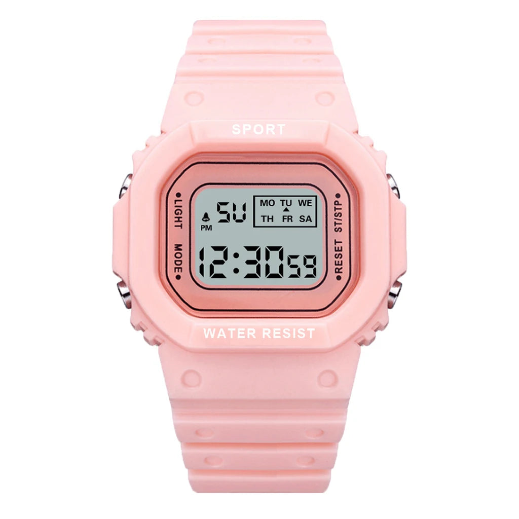 Montre de sport YIKAZE pour garçons et filles, montre électronique à LED pour étudiants, montre numérique carrée colorée pour hommes et femmes, montre étanche en caoutchouc