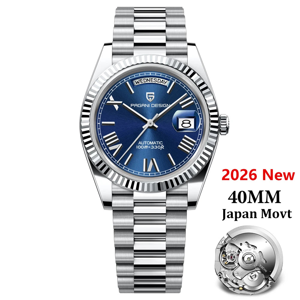 PAGANI DESIGN Montres Hommes DD40 Or Blanc Luxe Montre Automatique Hommes TMI NH36A Date Semaine Montres Mécaniques Pour Hommes Nouveauté 2026