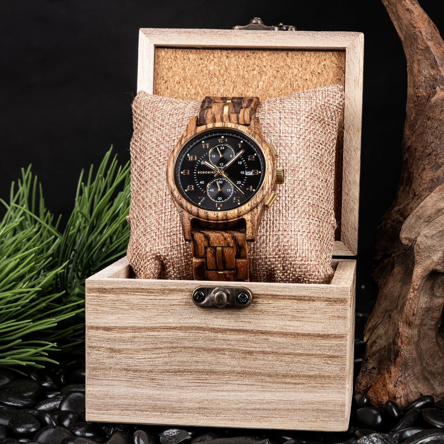 Montre en bois BOBO BIRD pour homme, Montre-bracelet vintage faite à la main, Nouvelle montre en quartz en bois élégante, Montre en bois naturelle unique et personnalisée