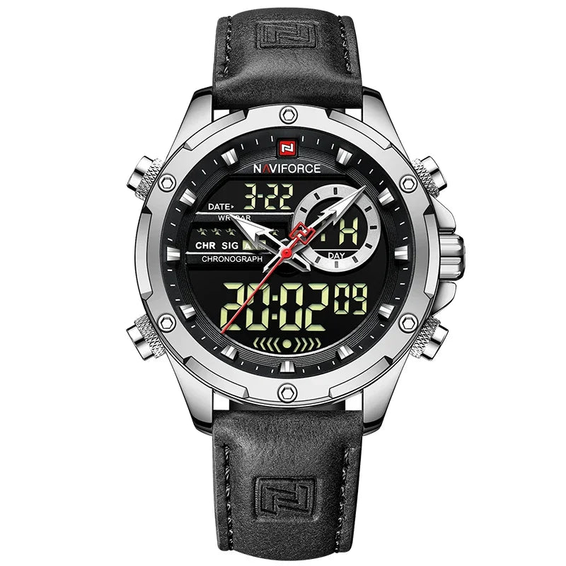 NAVIFORCE NF9208 Digital Men Military Watch Waterproof Wristwatch LED Quartz Clock Sport Big Watches
