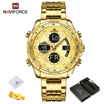 Montre Militaire NAVIFORCE pour Homme Chronographe Multifonction Sport Étanche 3ATM avec Alarme Affichage Jour et Date Cadeaux pour Hommes Horloge