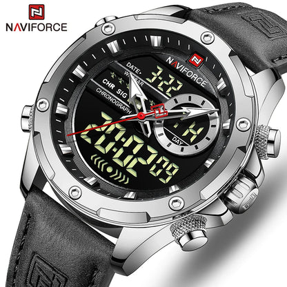 Montres militaires NAVIFORCE pour hommes Montre-bracelet de sport tendance chronographe alarme étanche à quartz grande horloge numérique pour hommes