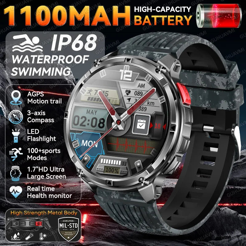 Montre connectée intelligente T-Rex3 Ultra 1100mAh Super Capacité pour hommes adultes 2026, grand écran 1,7", appel, étanche 5ATM, montres de sport