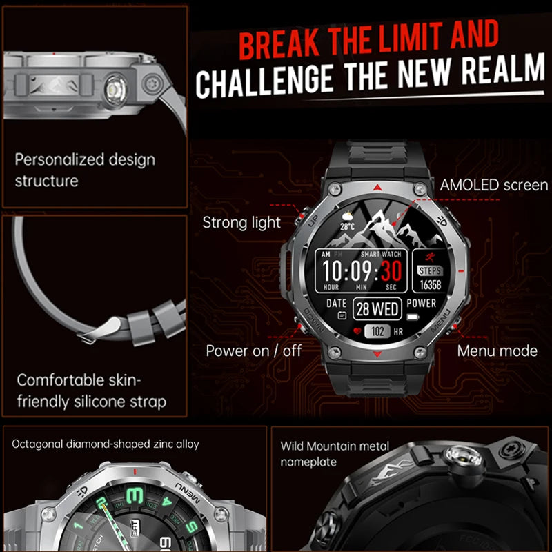 2026 New T-Rex 3 Ultra Outdoor Sports Smart Watch Men GPS Motion Track 5 ATM Waterproof Heart Rate HD Bluetooth Call Smart Watch