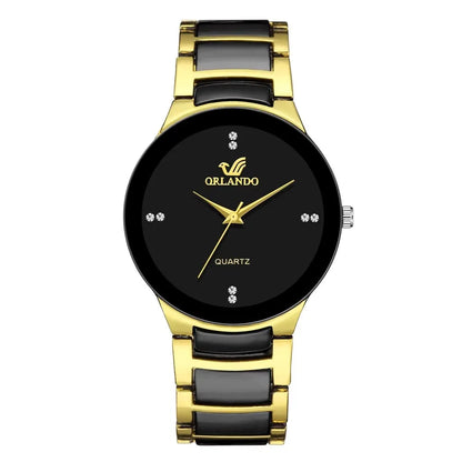 montre homme d'affaires à quartz avec cadran noir en acier, vente chaude