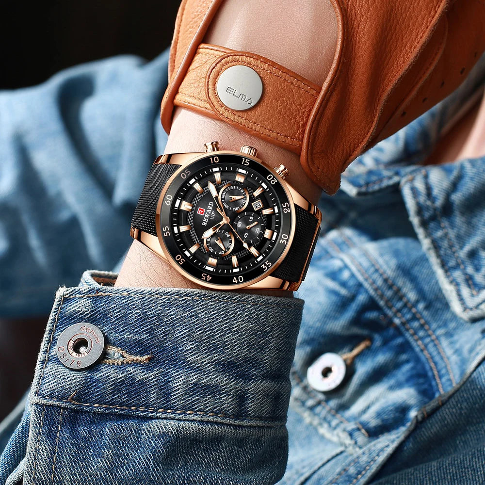 REWARD Big Dial Chronograph Automatic Date Watch