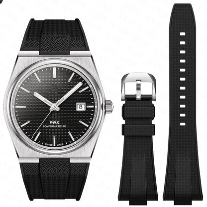 Bracelet de montre en caoutchouc convexe pour homme Tissot PRX T137.407/T137.410 Super Player 40mm à dégagement rapide en silicone 12mm