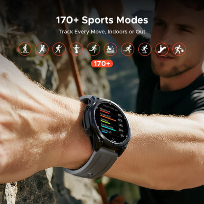 Smartwatch DOOGEE ANYWISE W1 PRO 1,43'' Résistance à l'eau 5ATM 178 modes sportifs Suivi de la santé Capteur géomagnétique Cartes hors ligne