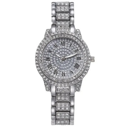 Luxury Full Rhinestone Watch for Women Girls Gifts Sparkling Quartz Timepiece with Stainless Steel Strap Wristwatch for Lover
