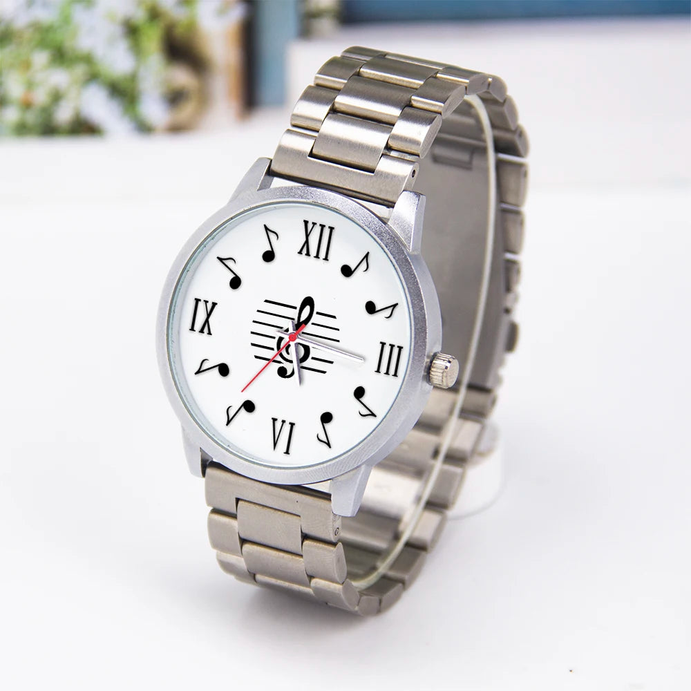 Montres-bracelets à quartz à symbole, Souvenir, Livraison gratuite, Montre-bracelet en or rose pour homme, Cadeau d'expert en musique, Naviforce, Note noire, Argent