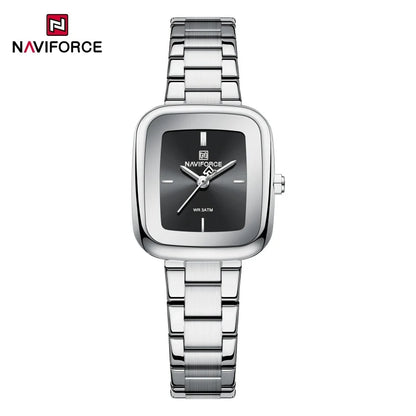 NAVIFORCE Montres Fashion Femme Sport 30M Étanche Femme Montres en Acier Inoxydable Montre Carrée Unique Ultra Légère pour Filles
