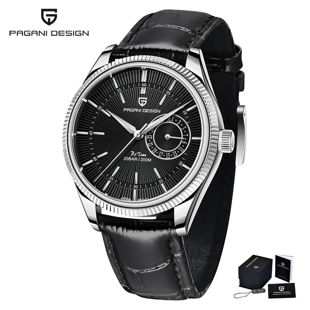 PAGANI DESIGN Montre-bracelet à quartz pour hommes, Montre de plongée de luxe en verre saphir, Étanche 200 m, Date, Montre d'affaires pour hommes