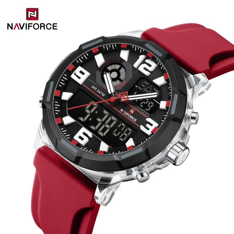 NAVIFORCE 2026 Montre homme nouvelle 5ATM étanche Double affichage Chronographe Réveil Montre-bracelet Montres tendance pour homme NF7130