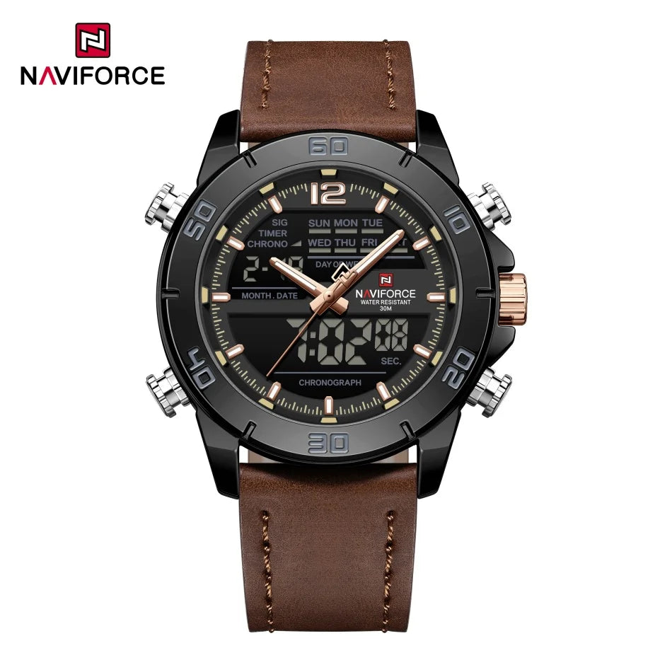 NAVIFORCE NF9253L Luminous Day Date Leather Band Watch