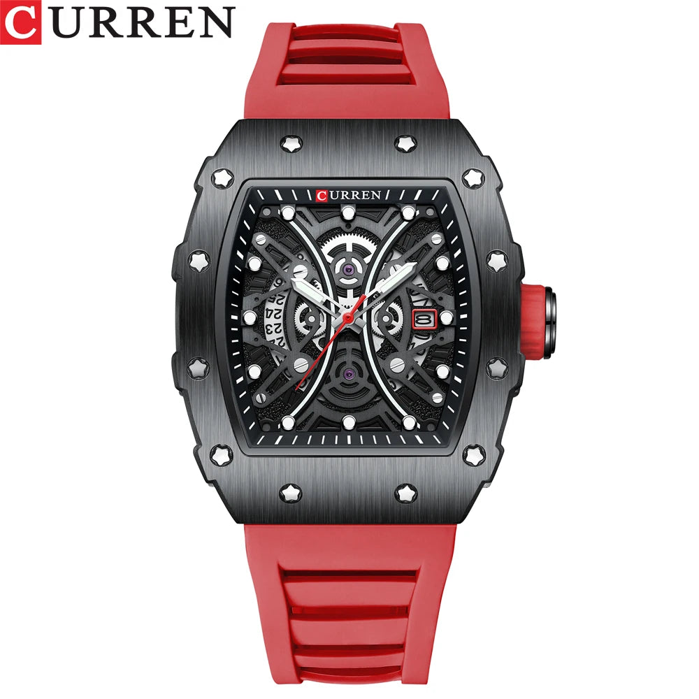 CURREN 3D Collection Rectangular Silicone Strap Watch