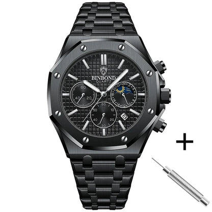 BINBOND 0161 Luminous Chronograph Stainless Steel Watch