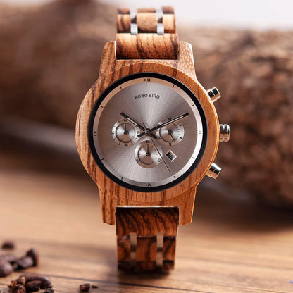 BOBOBIRD Customizable Engraved Wooden Watch for Men - Unique Personalized Birthday Gift for Dad Son Husband Boyfriend Special