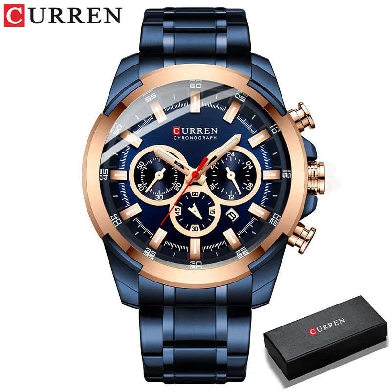 Montre à quartz CURREN pour hommes, marque de luxe, mode, affaires, montres en acier étanches pour hommes, montre-bracelet de sport, Relogio Masculino