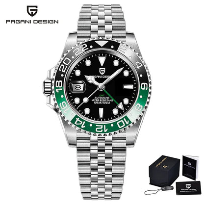 PAGANI DESIGN PD-1662 Montre-bracelet mécanique de luxe GMT pour hommes Verre saphir Acier inoxydable Montres automatiques étanches à 100 m