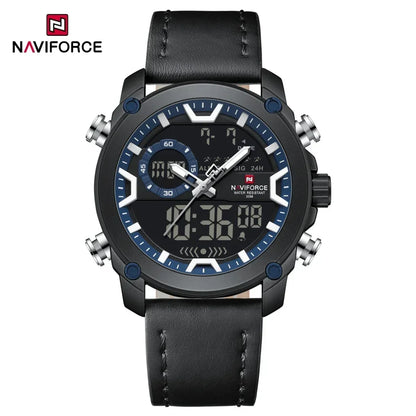 Montres Homme NAVIFORCE Montre-Bracelet Quartz Sport Double Affichage Décontracté Mode Alarme Bracelet Véritable Homme Étanche 30m