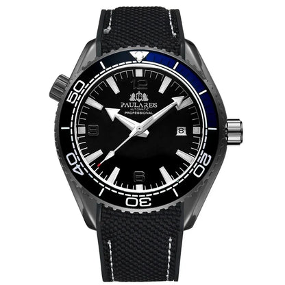 Automatic Mens Watch Mechanical Self Wind Movement Canvas Rubber Strap Orange Blue Red Luxury Fashion Watches