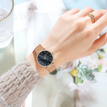 Montre à quartz Hannah Martin de luxe en or rose et diamants