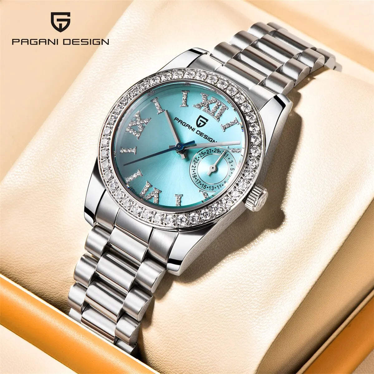 PAGANI DESIGN 2025 Nouvelle Montre-bracelet pour femme 32MM Montre à Quartz de Luxe Élégante pour Femme Montres Étanche Tendance Horloge Saphir