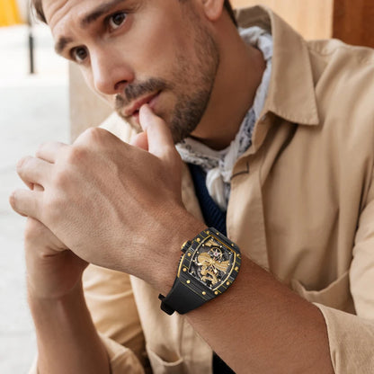 Montre-bracelet à mouvement mécanique BONEST GATTI, boîtier en fibre de carbone, cadran Grande Muraille luminescent, montres pour homme