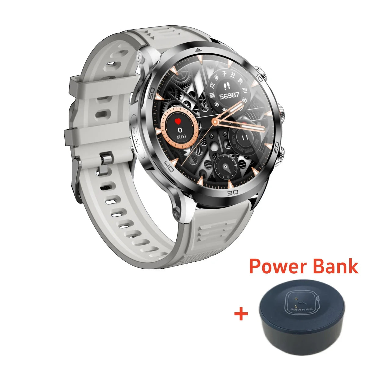 Montre intelligente H19 d'origine Android 10.0 avec caméra rotative à 190°, GPS, Wi-Fi, grand écran AMOLED de 1,95 pouce et stockage de 256 Go