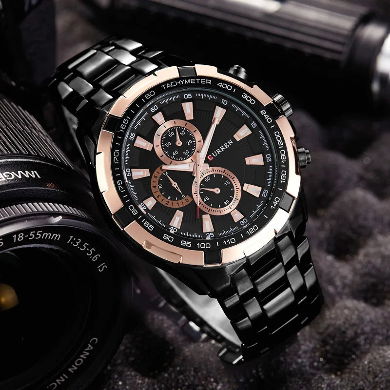 CURREN 8023 Montre à Quartz Homme Étanche Sport Militaire Montres Hommes Affaires Acier Inoxydable Montre-bracelet Horloge Masculine reloj hombre
