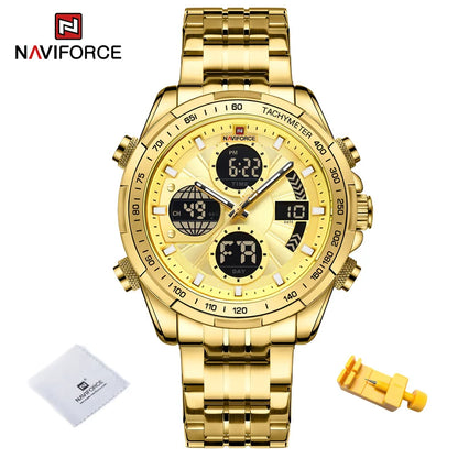Montre Militaire NAVIFORCE pour Homme Chronographe Multifonction Sport Étanche 3ATM avec Alarme Affichage Jour et Date Cadeaux pour Hommes Horloge