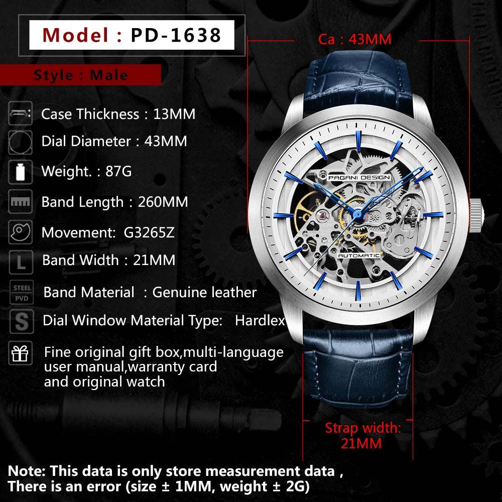 ChronoState Executive Hollow Luxury Mechanical Leather Watch for Men