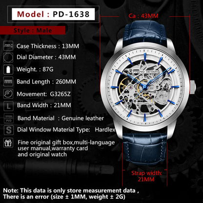 ChronoState Executive Hollow Luxury Mechanical Leather Watch for Men