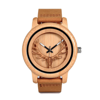 BOBO BIRD Universal Bamboo Wooden Leather Watch