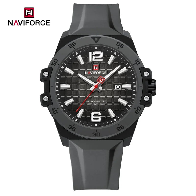 Montre Homme NAVIFORCE Étanche 50m Bracelet Silicone Mouvement Quartz Montre-Bracelet Sport Décontractée Tendance pour Homme Cadeau