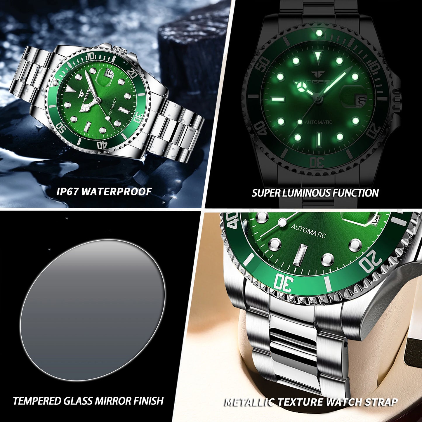 BINBOND Luxury mechanical wristwatches for men luminous waterproof automatic tourbillon men's watch business skeleton reloj