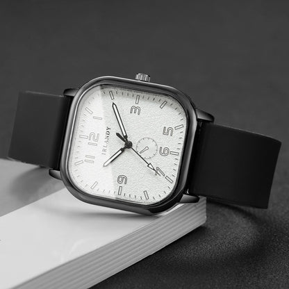Montre Femme Tendance Carrée Décontractée Bracelet en Silicone Montres à Quartz Montre de Sport pour Hommes Femmes Étudiants (Sans Boîte)