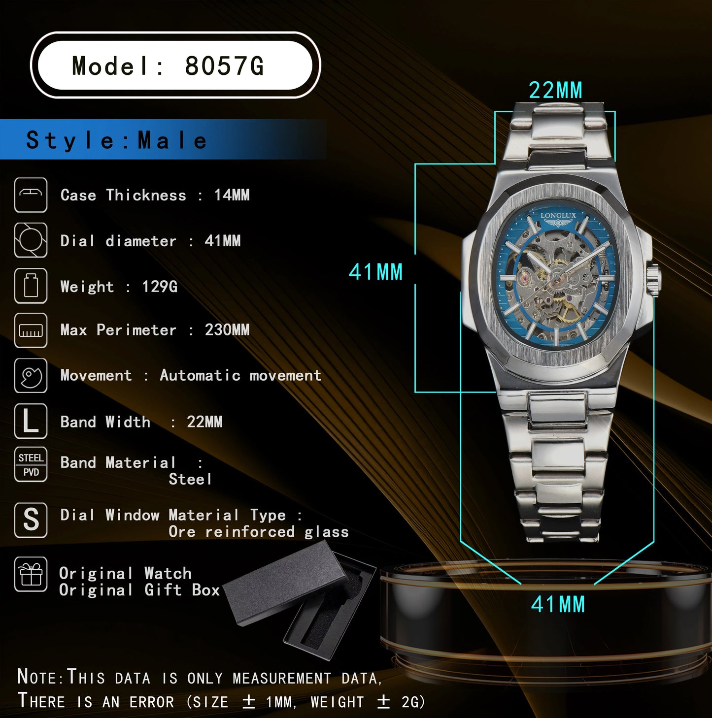 Men automatic watch luxury mechanical watches waterproof business skeleton wholesale stainless steel gift man watch
