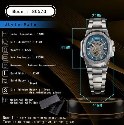 Men automatic watch luxury mechanical watches waterproof business skeleton wholesale stainless steel gift man watch