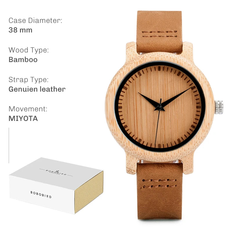 Montre en bois BOBO BIRD pour hommes et femmes Montres en bois unisexes légères fabriquées à la main Offre à durée limitée personnalisée