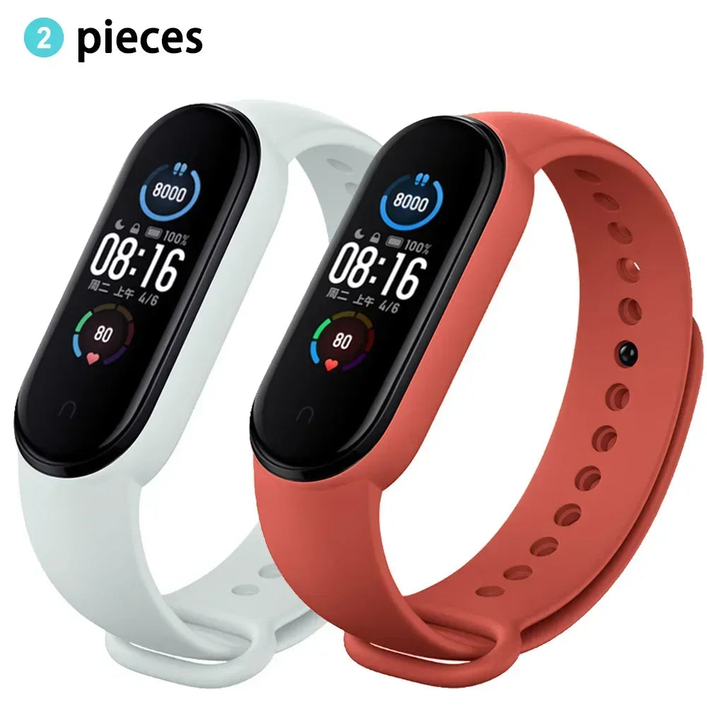 2PCS Watch Strap For Xiaomi Mi Band 7 6 5 4 3 Wristband Silicone Bracelet Wrist Straps MiBand 3/4 band6 Smartwatch Accessories