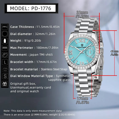 PAGANI DESIGN 2025 Nouvelle Montre-bracelet pour femme 32MM Montre à Quartz de Luxe Élégante pour Femme Montres Étanche Tendance Horloge Saphir